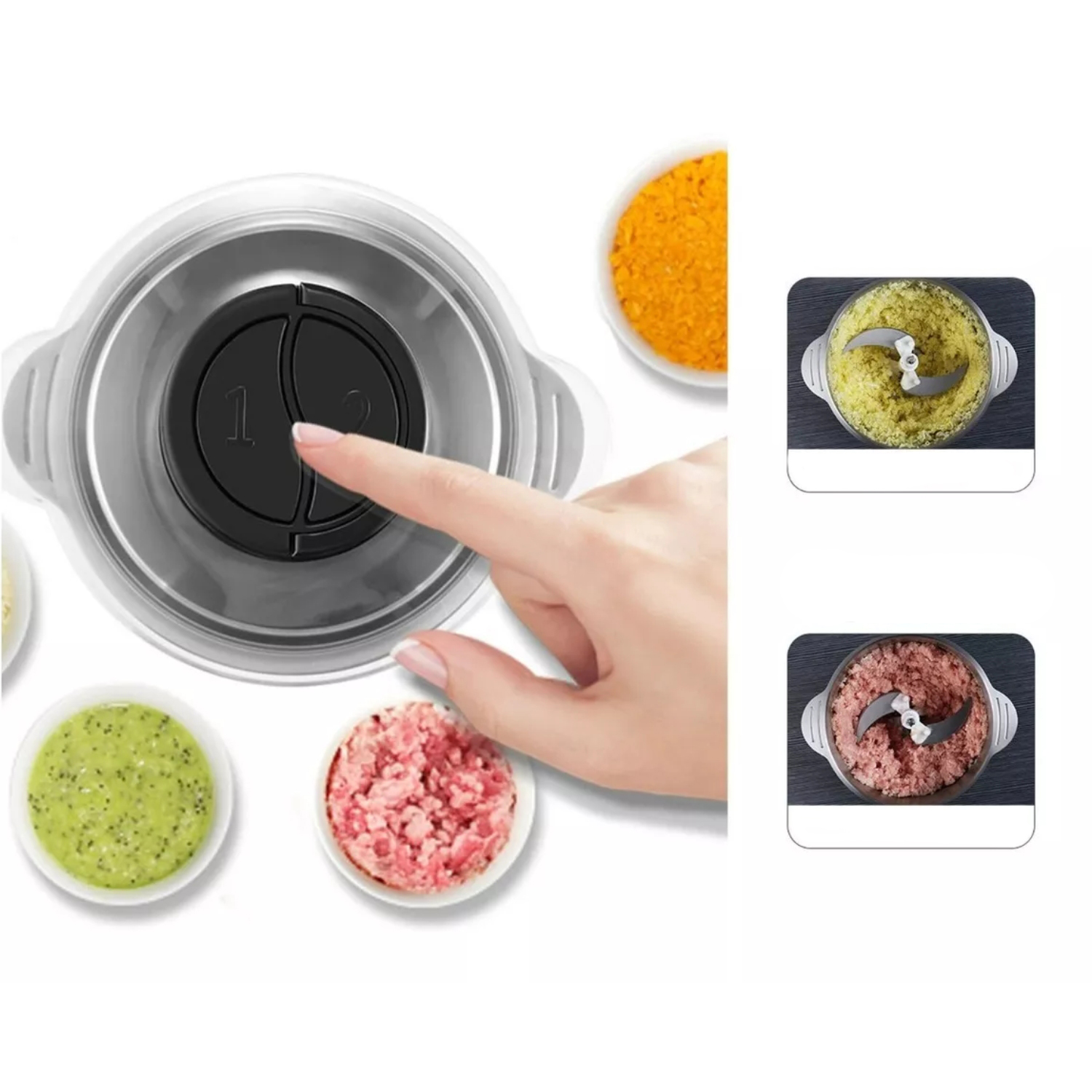 PICADORA TRITURADORA ACERO INOXIDABLE 2 VELOCIDADES 2 LT - 8