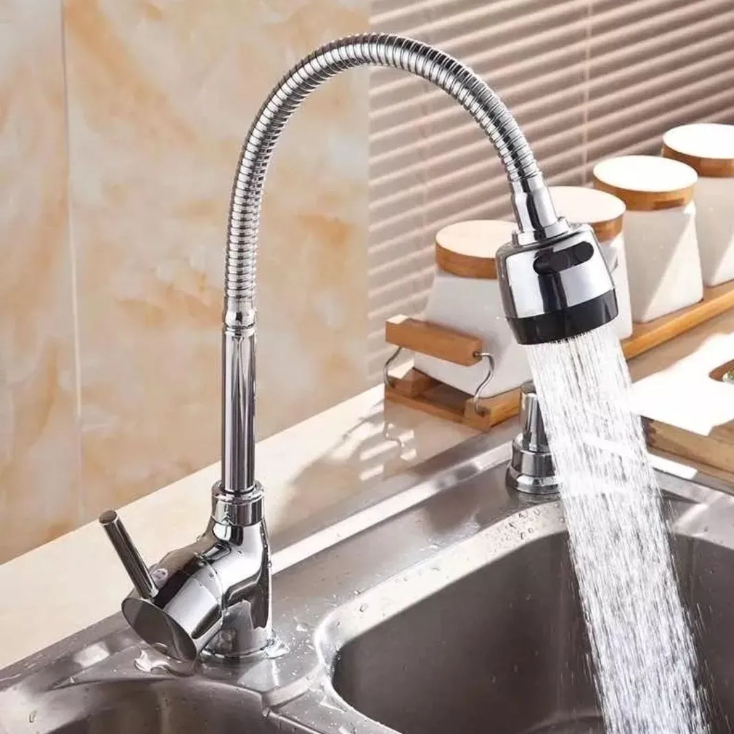 LLAVE IMPORTCLICK LAVAPLATOS MONOMANDO CUELLO FLEXIBLE GIRATORIO COCINA - 5