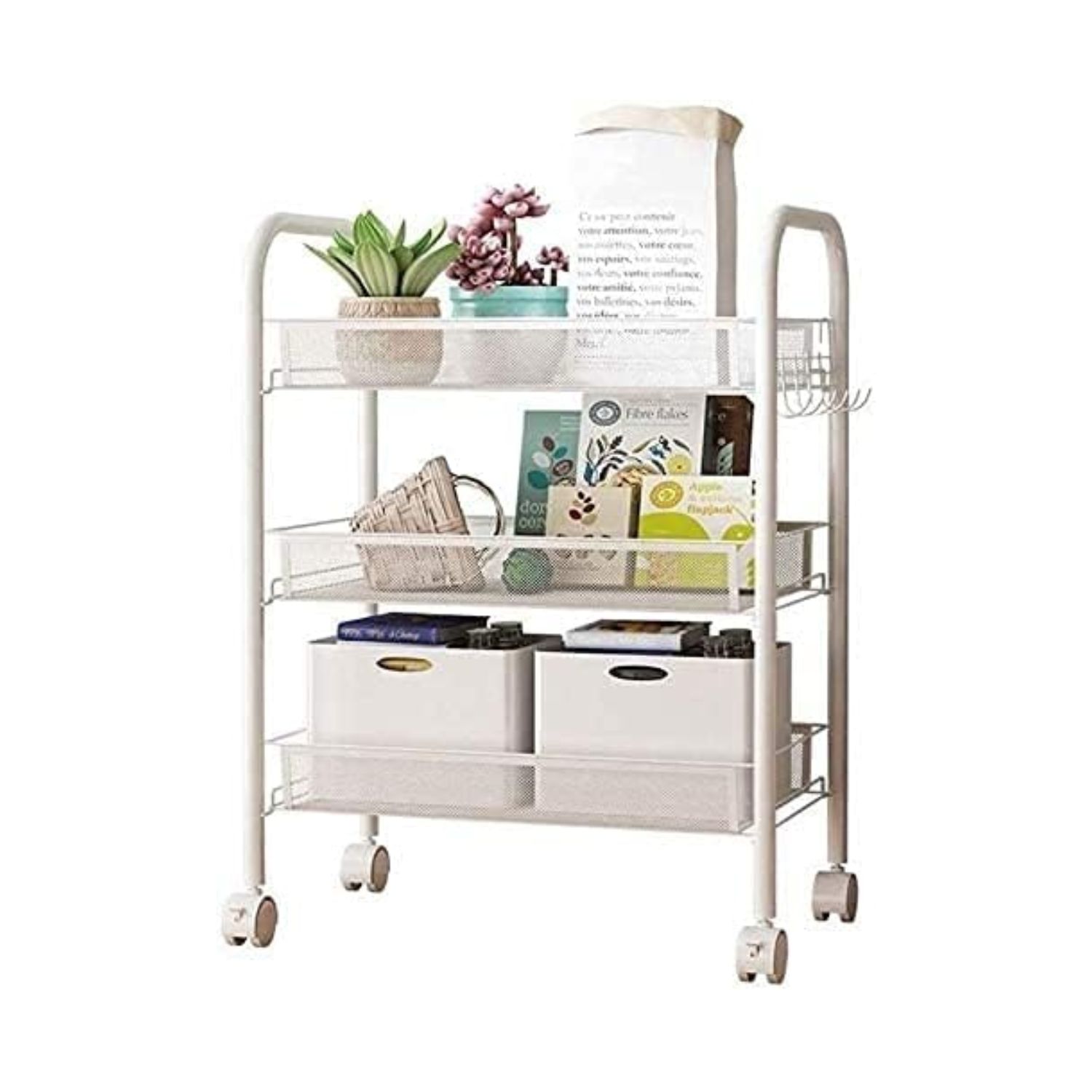 ORGANIZADOR IMPORTCLICK HOG.1116 REPISA 3 NIVELES RUEDAS 63X27X45 CM BLANCO METAL - 2