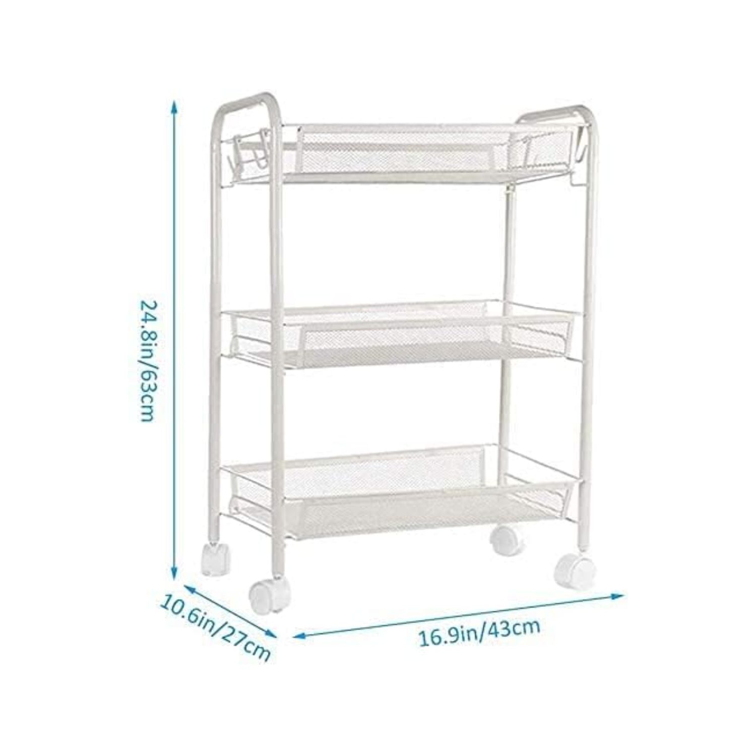 ORGANIZADOR IMPORTCLICK HOG.1116 REPISA 3 NIVELES RUEDAS 63X27X45 CM BLANCO METAL - 3