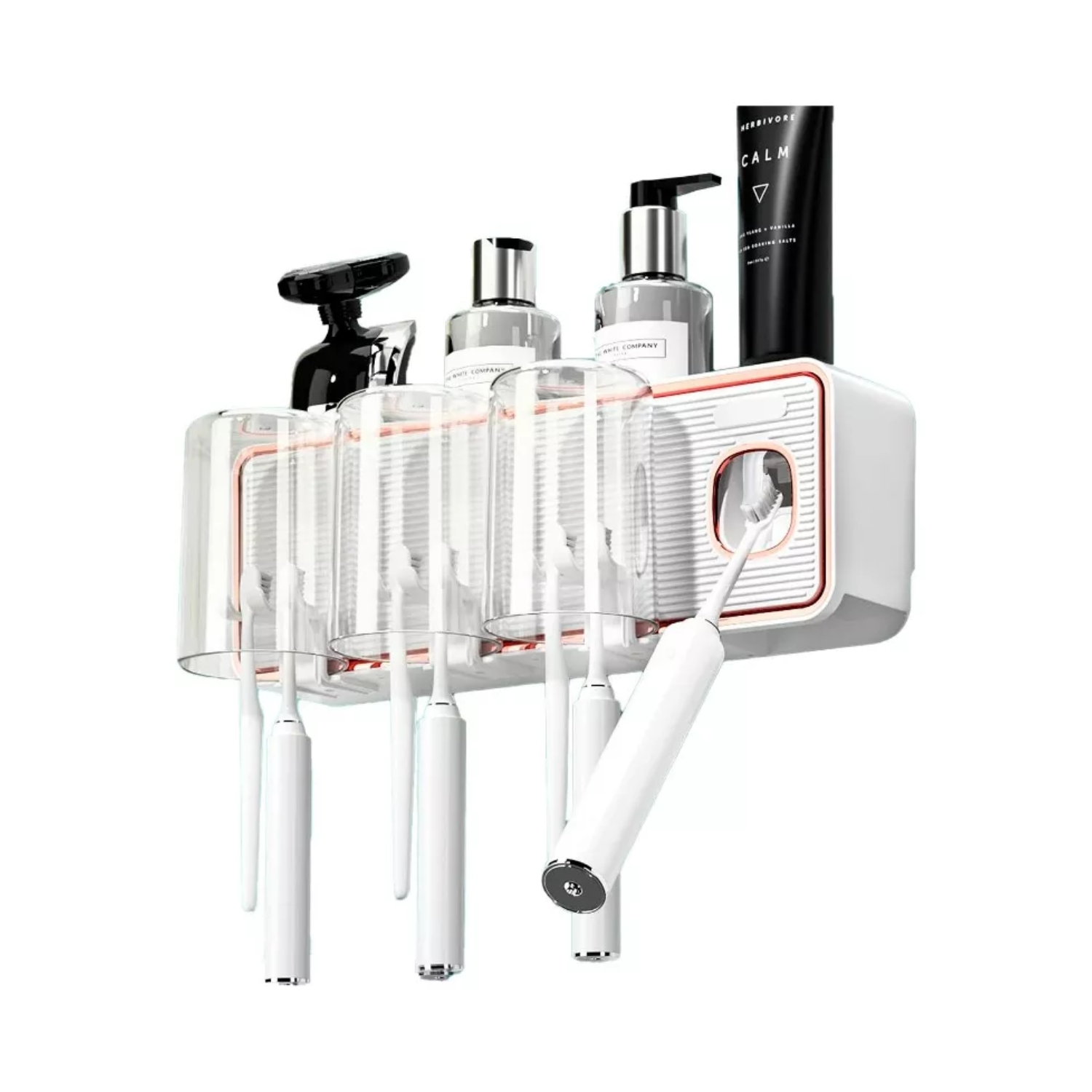 DISPENSADOR IMPORTCLICK HOG.1266 AUTOMÁTICO PASTA DIENTES PORTA CEPILLO BLANCO - 1