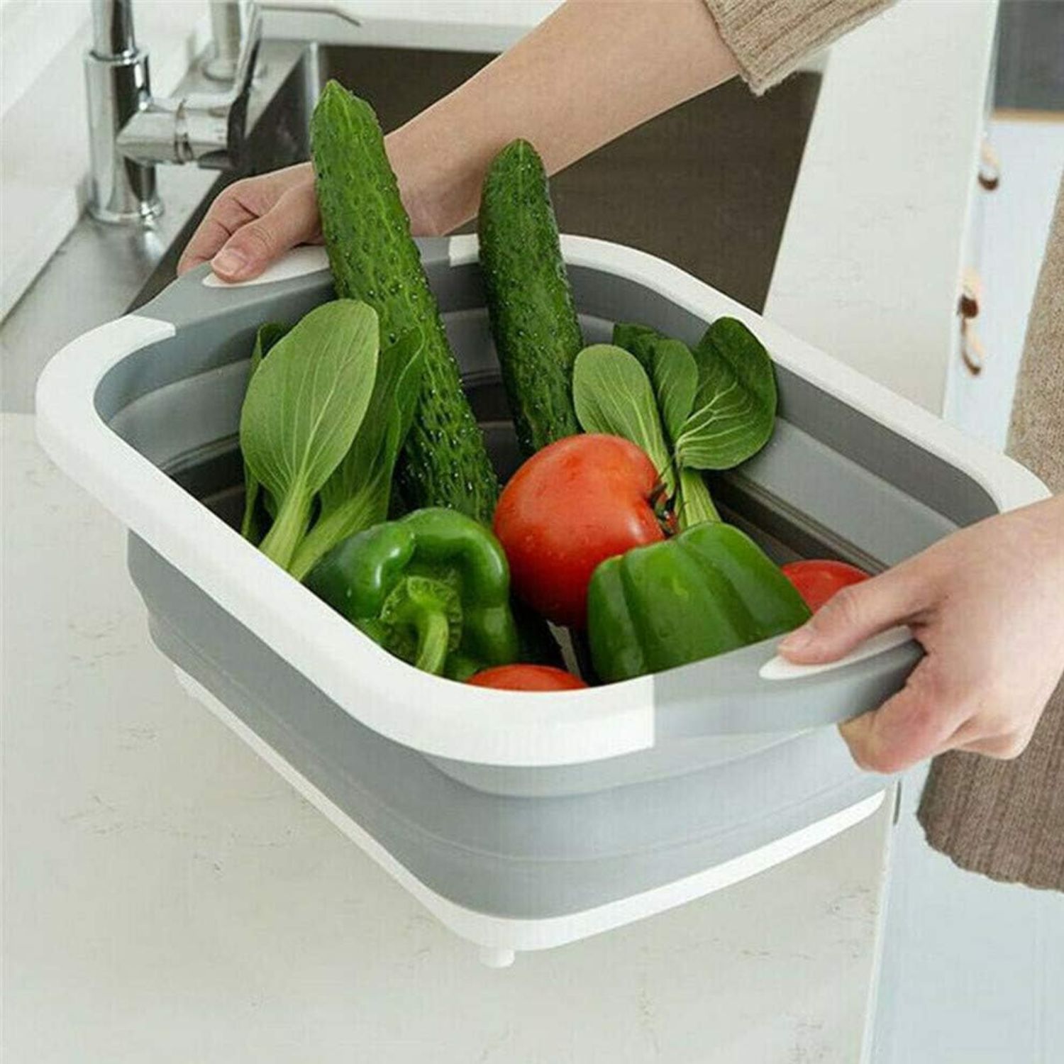 TABLA CORTAR 3 EN 1 SILICONA PLEGABLE DRENAJE COCINA - 5