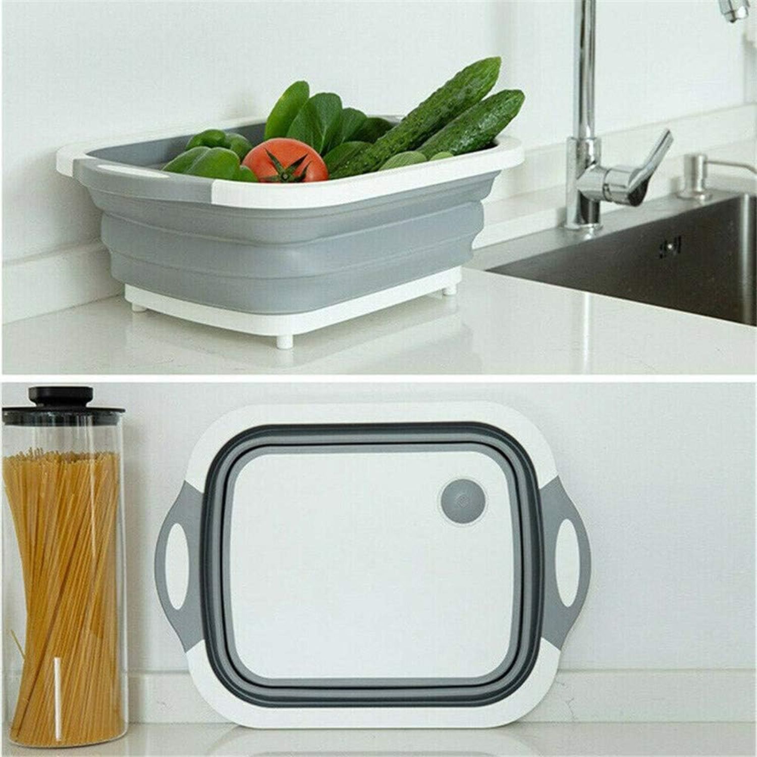 TABLA CORTAR 3 EN 1 SILICONA PLEGABLE DRENAJE COCINA - 6