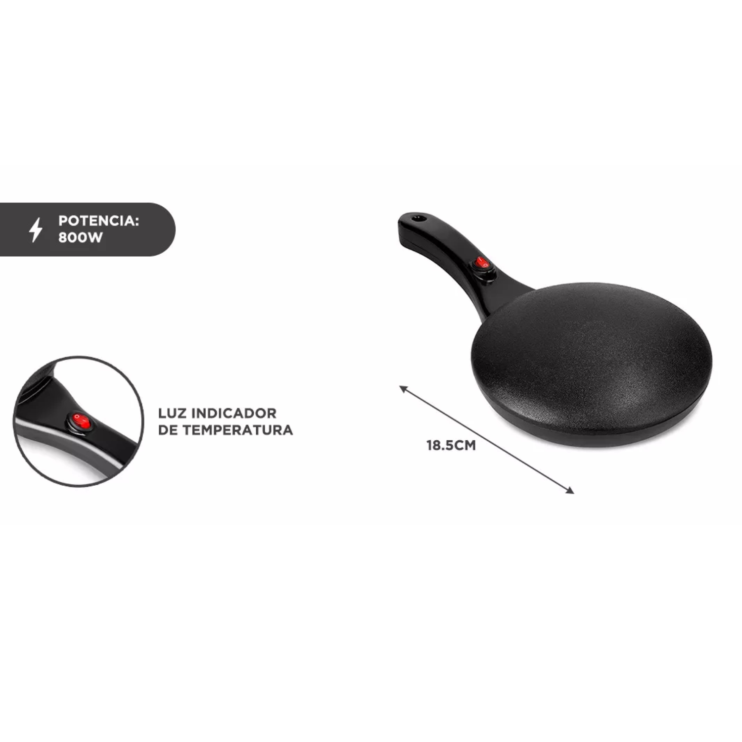 PANQUEQUERA SARTÉN ELÉCTRICO ANTIADHERENTE 20 CM NEGRO - 6