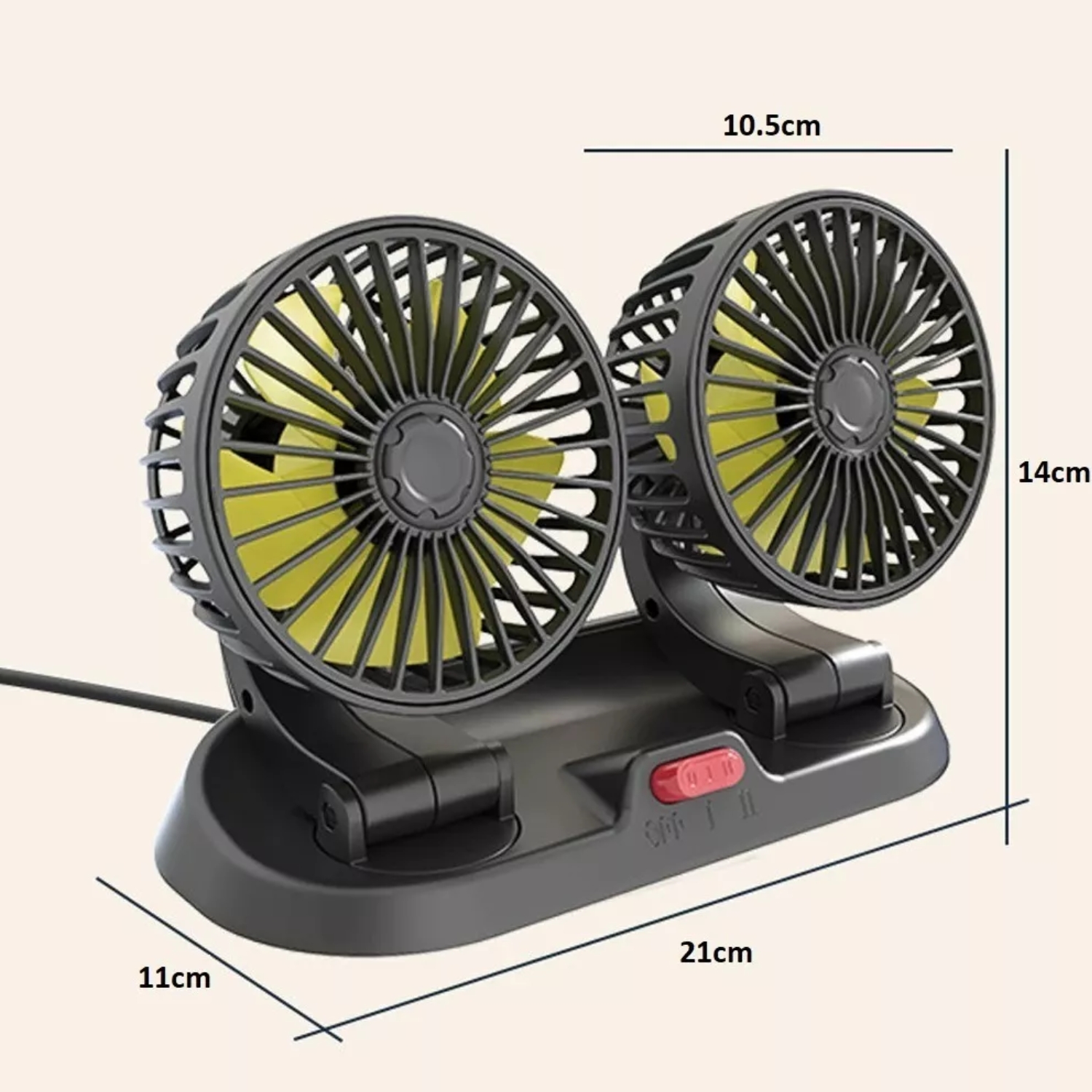 MINI VENTILADOR AUTOMÓVIL USB DOBLE 5 ASPAS PORTÁTIL NEGRO - 5