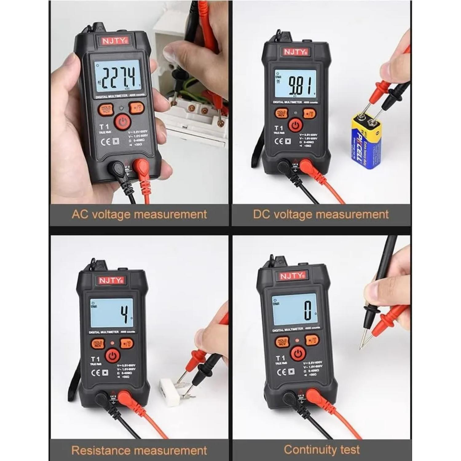 TESTER DIGITAL INTELIGENTE AMPERAJE VOLTAJE 55X20X122 MM NEGRO - 5
