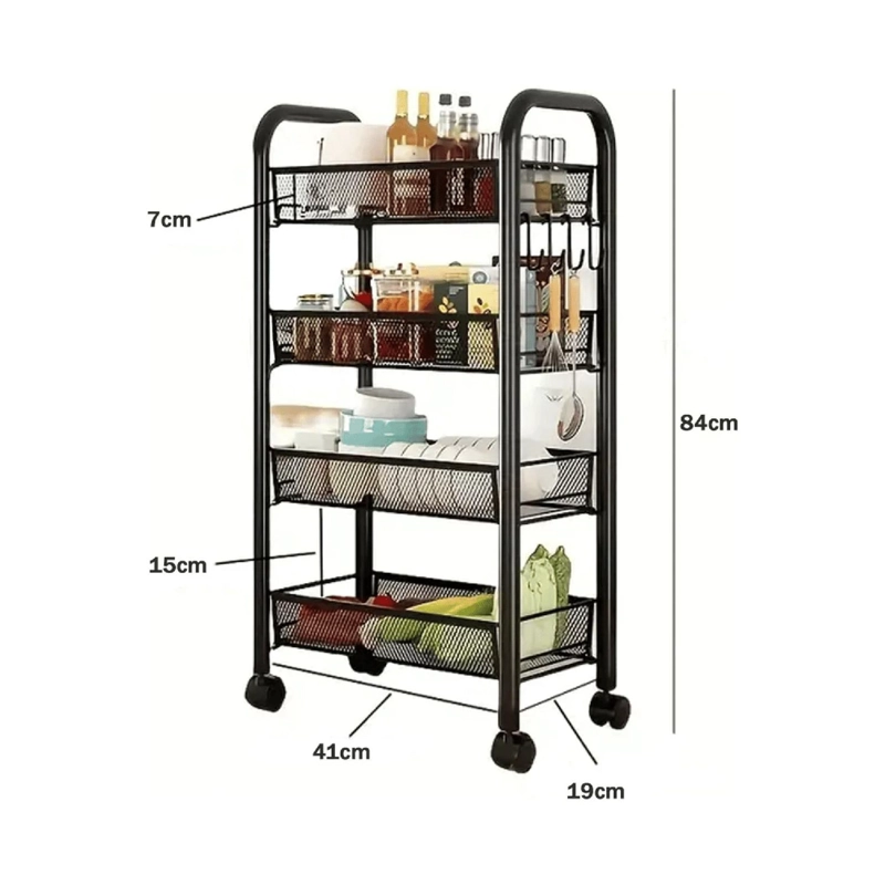CARRO ORGANIZADOR MULTIUSO 4 NIVELES 84X41X19 CM METAL - 3