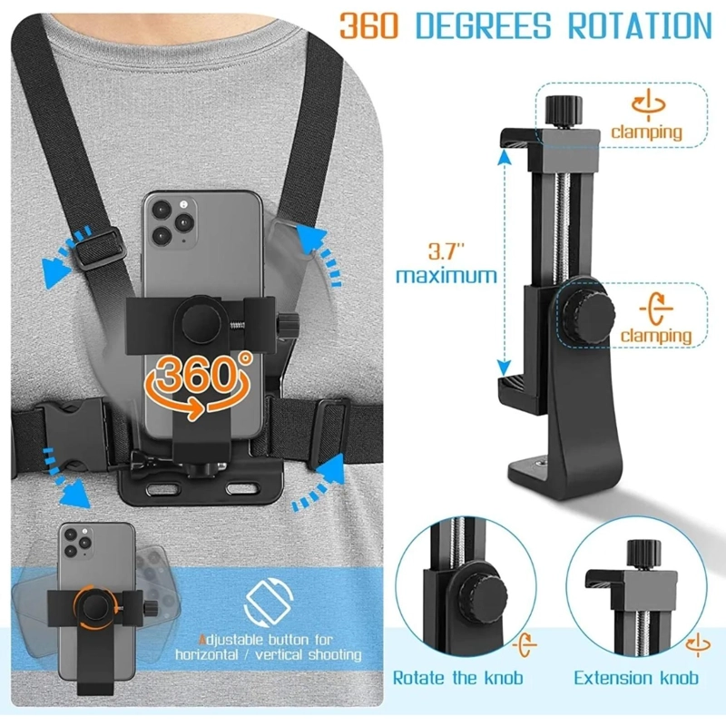KIT SOPORTE CELULAR AJUSTABLE ARNE S PECHO CORREA SELFIE – COMPATIBLE SMARTPHONES - 4