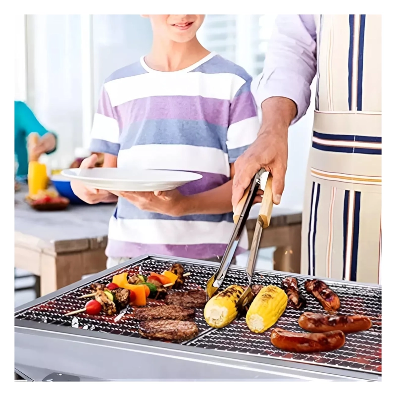 PARRILLA CARBON PORTATIL PLEGABLE ACERO INOXIDABLE 95X71X3 CM - 6