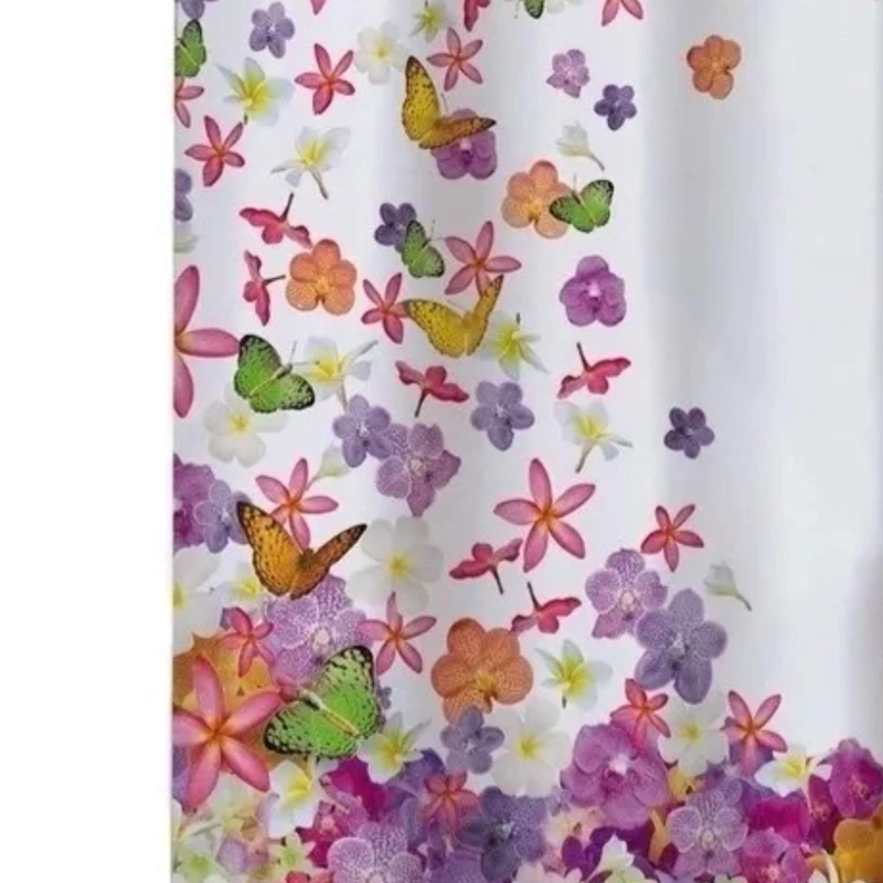 CORTINA BAÑO DUCHA IMPERMEABLE 180X180 CM FLORES BLANCO - 2