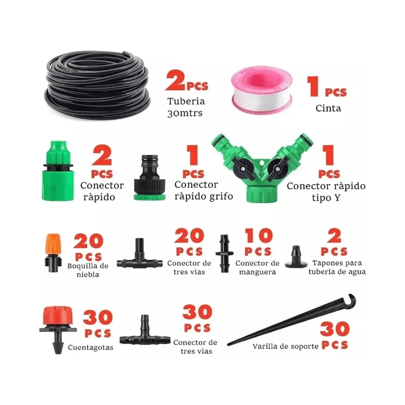 KIT SISTEMA RIEGO AUTOMATICO GOTEO 30 MTS - 3