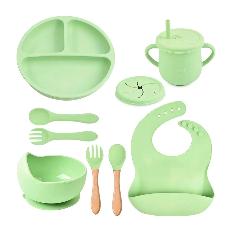 KIT 10 CUBIERTOS ALIMENTACION BEBE S VERDE - 1