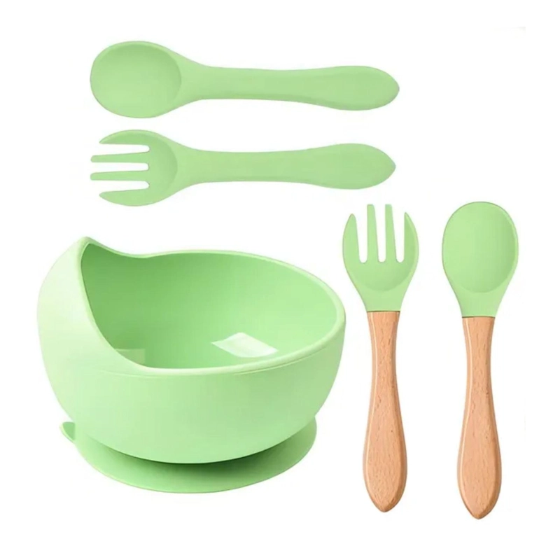 KIT 10 CUBIERTOS ALIMENTACION BEBE S VERDE - 3