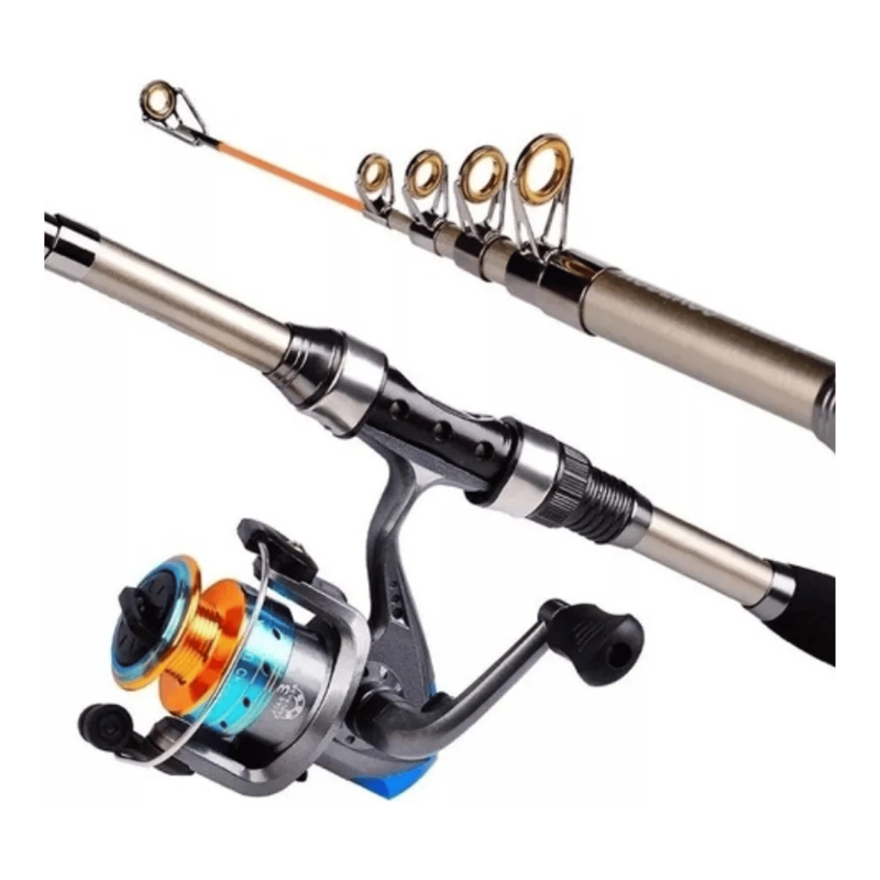 KIT PESCA COMPLETO BOLSA CARRETE CAÑA 1,8 MTS - 2