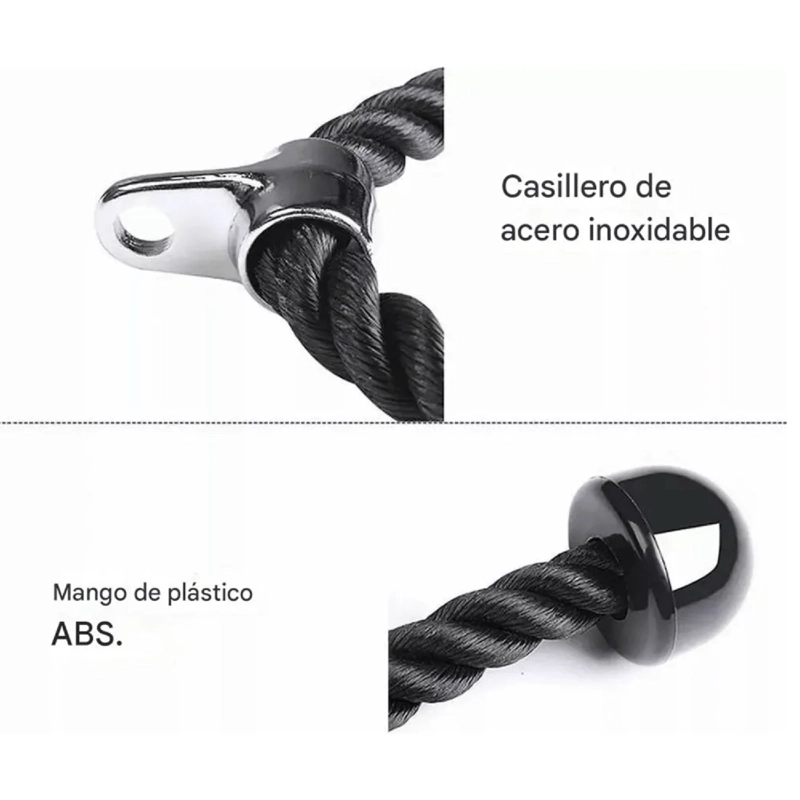 CUERDA SOGA GYM POLEA TRICEPS BICEPS FITNESS - 5