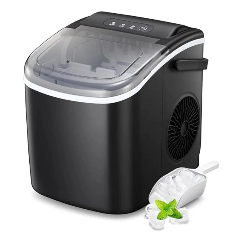 MAQUINA HIELO COMPACTA PORTATIL 15KG NEGRO - 1