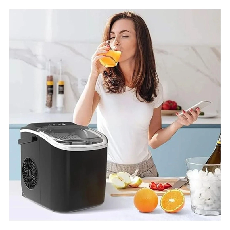 MAQUINA HIELO COMPACTA PORTATIL 15KG NEGRO - 6