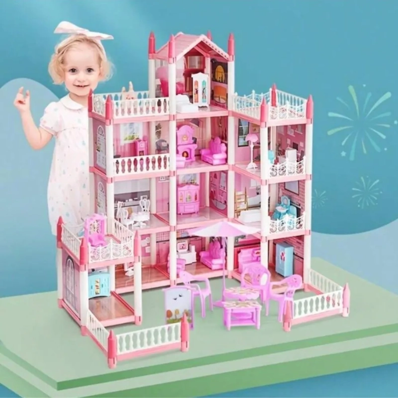 CASTILLO MUÑECAS CASA INFANTIL ROSA - 5