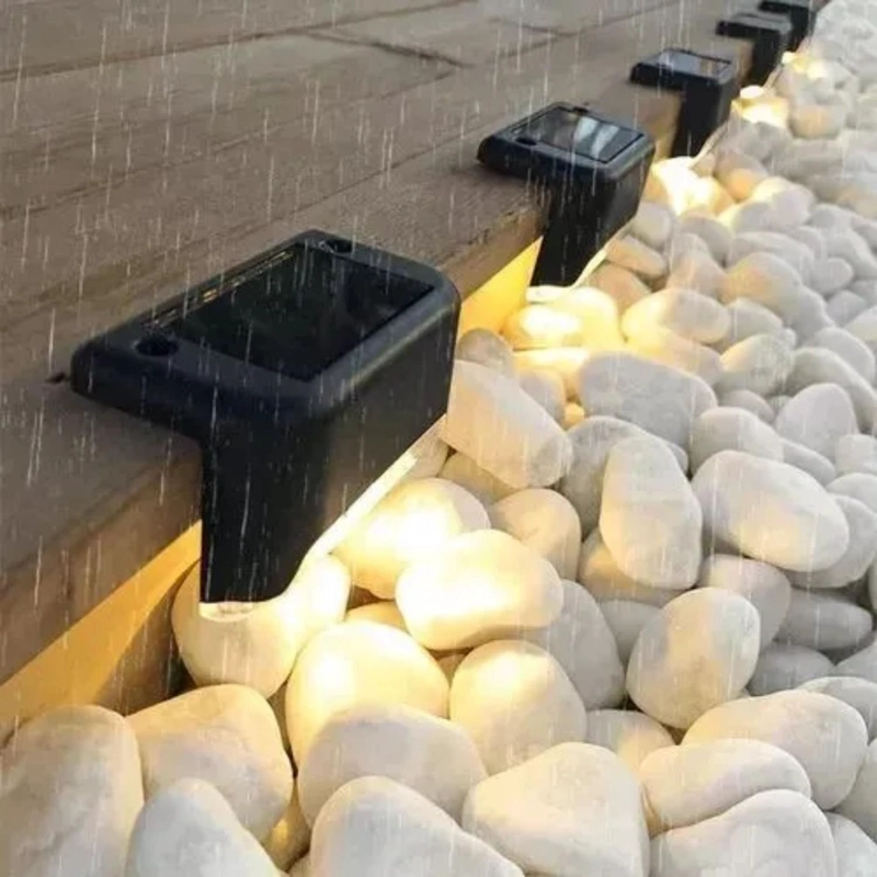 PACK 4 LUCES SOLARES LED PATIO JARDIN PARED MURO 10 WATT NEGRO - 3