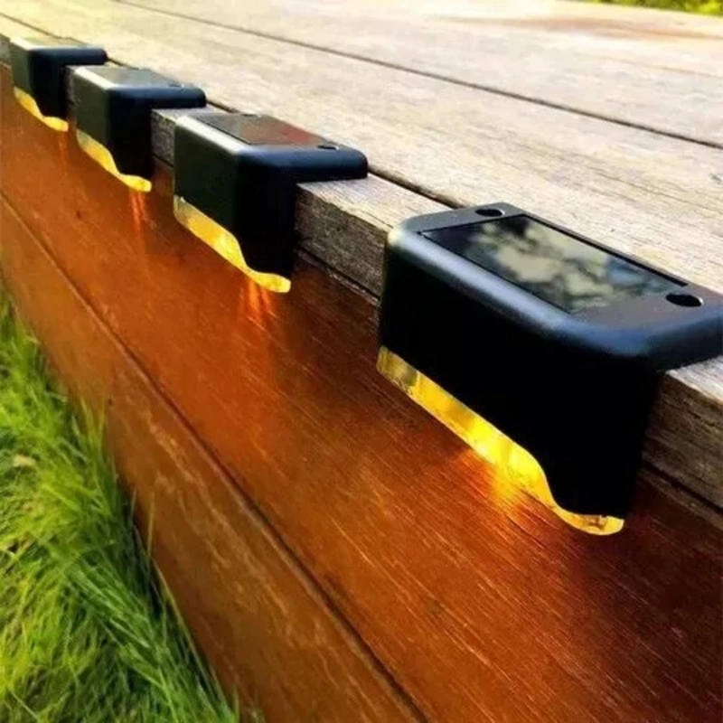 PACK 4 LUCES SOLARES LED PATIO JARDIN PARED MURO 10 WATT NEGRO - 4