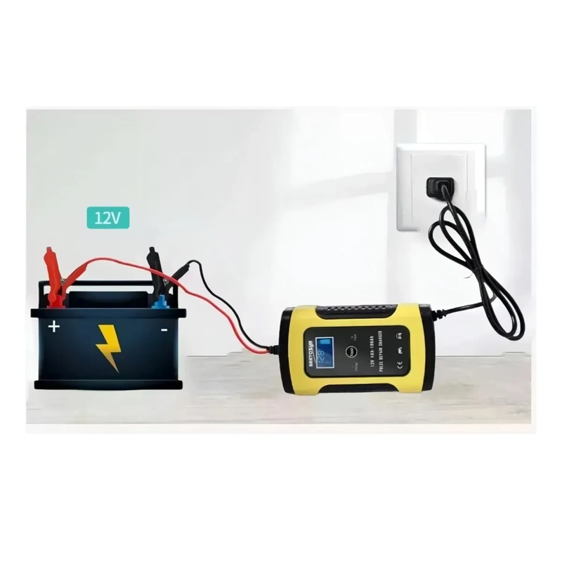 CARGADOR BATERIA AUTOMOVIL MOTO 60 WATT CARGA INTELIGENTE 12 V AMARILLO - 4