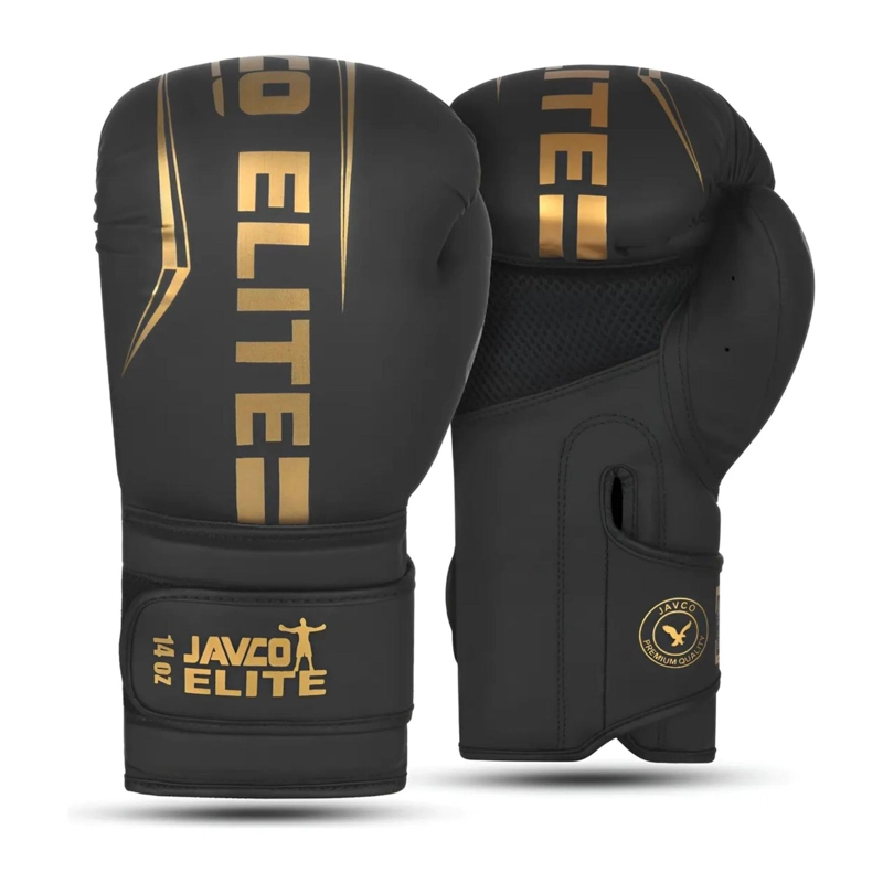 GUANTES ARTES MARCIALES BOXEO 16 ONZAS NEGRO DORADO - 1