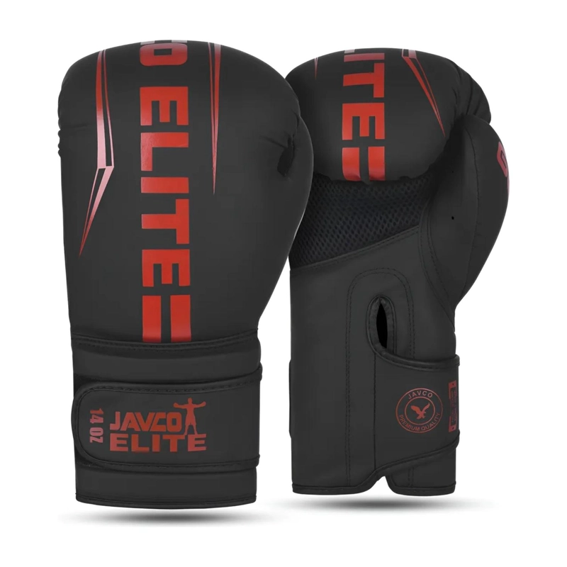 GUANTES ARTES MARCIALES BOXEO 14 ONZAS NEGRO ROJO - 1