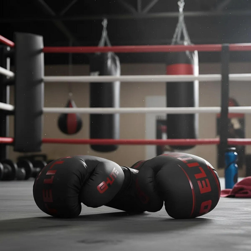 GUANTES ARTES MARCIALES BOXEO 14 ONZAS NEGRO ROJO - 4