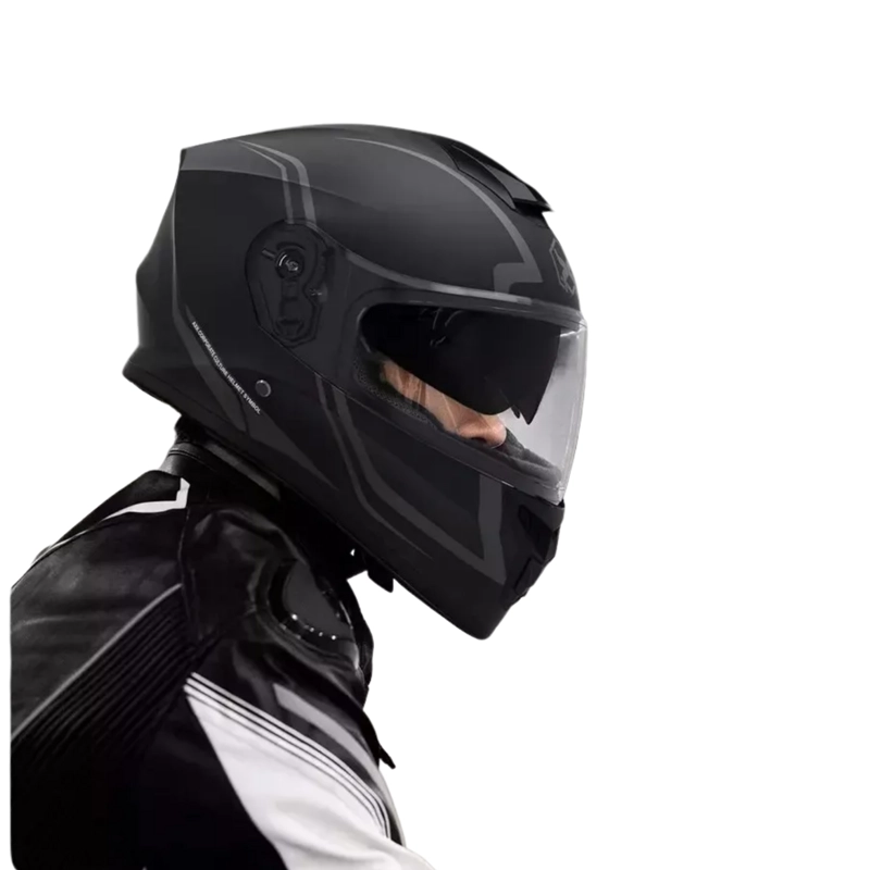 CASCO INTEGRAL ABATUBLE VISERA MOTO NEGRO - 4