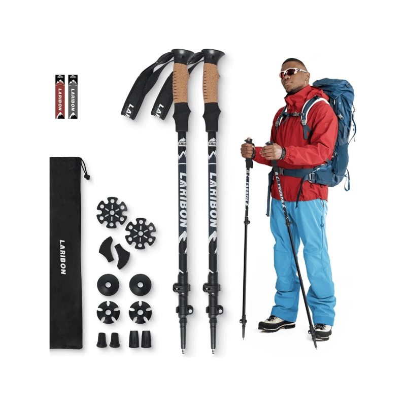 PACK 2 BASTONES TREKKING SENDERISMO ALUMINIO PLEGABLE ROJO - 2