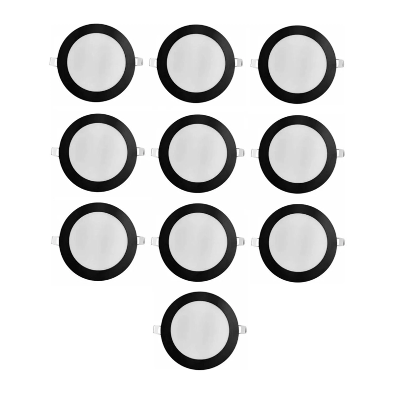 PACK 10 FOCOS PANEL LED PLAFON REDONDO LUZ FRIA 12 WATT - 1