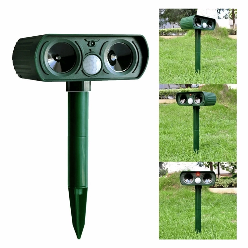 AHUYENTADOR ULTRASONICO SOLAR ANIMALES JARDIN VERDE OSCURO - 6