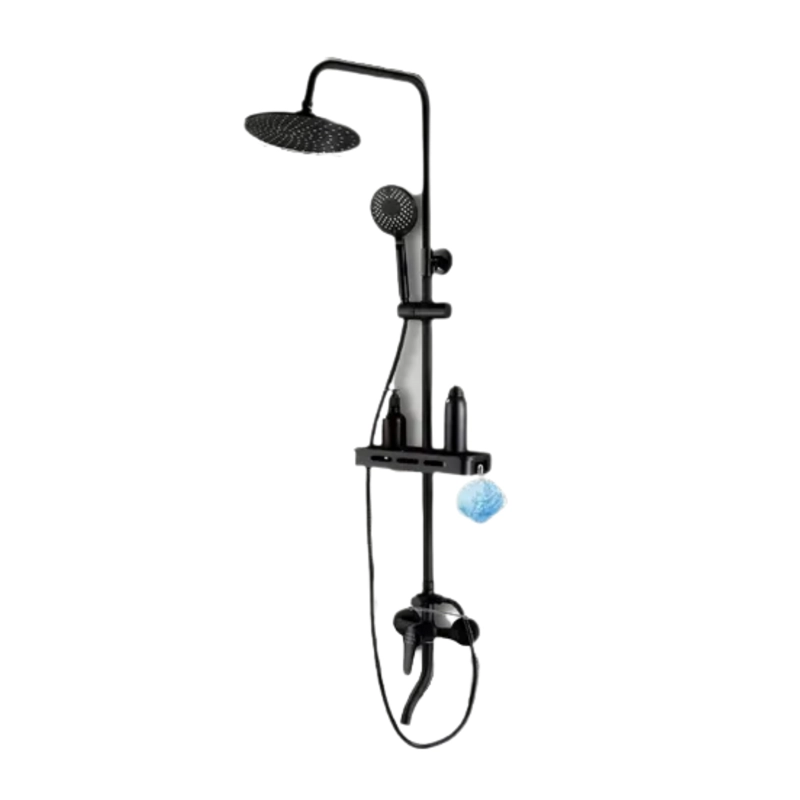 DUCHA COLUMNA LLAVE MONOMANDO MODERNA ACERO NEGRO - 1