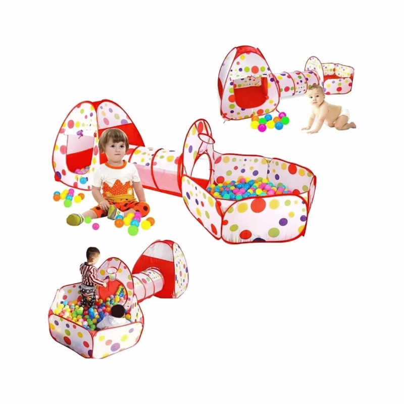 CARPA PISCINA PELOTAS TUNEL CASTILLO NIÑOS PLEGABLE AZUL - 3