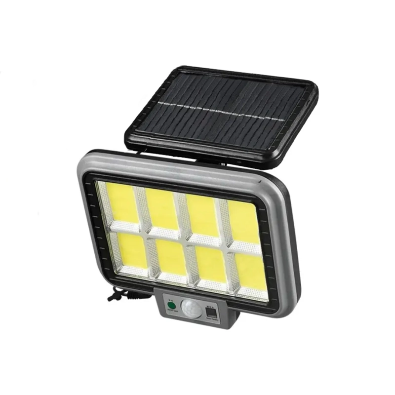 FOCO PANEL SOLAR LED 8 PLACAS SENSOR MOVIMIENTO 5 WATT WATT GRIS - 1