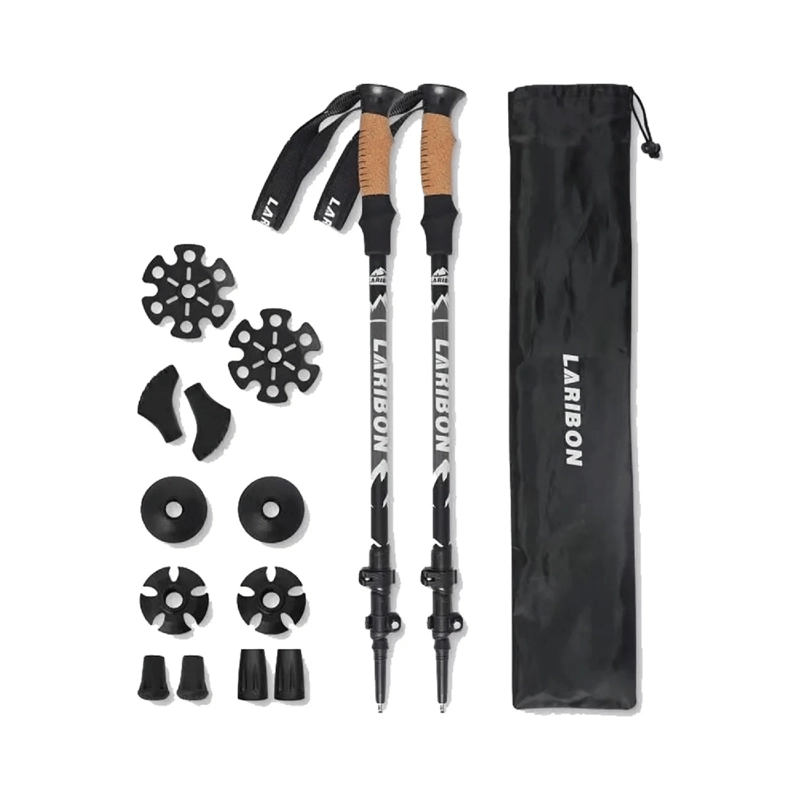 PACK 2 BASTONES TREKKING SENDERISMO ALUMINIO PLEGABLE GRIS OSCURO - 2