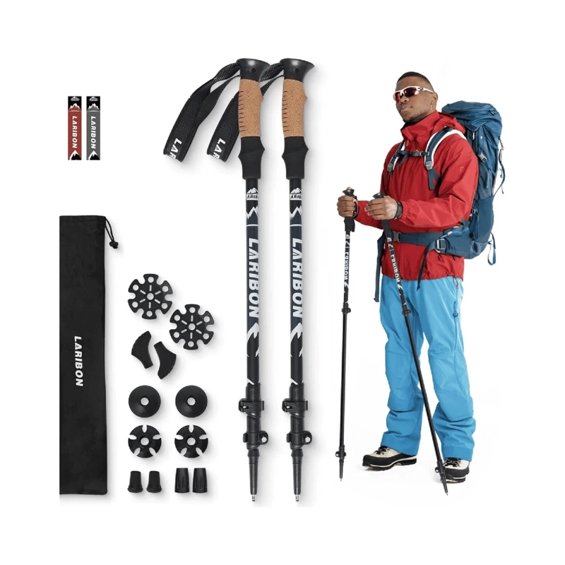 PACK 2 BASTONES TREKKING SENDERISMO ALUMINIO PLEGABLE GRIS OSCURO - 3