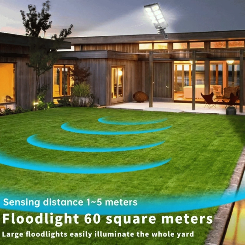 FOCO SOLAR LED 8 PLACAS SENSOR MOVIMIENTO 200 WATT NEGRO - 6