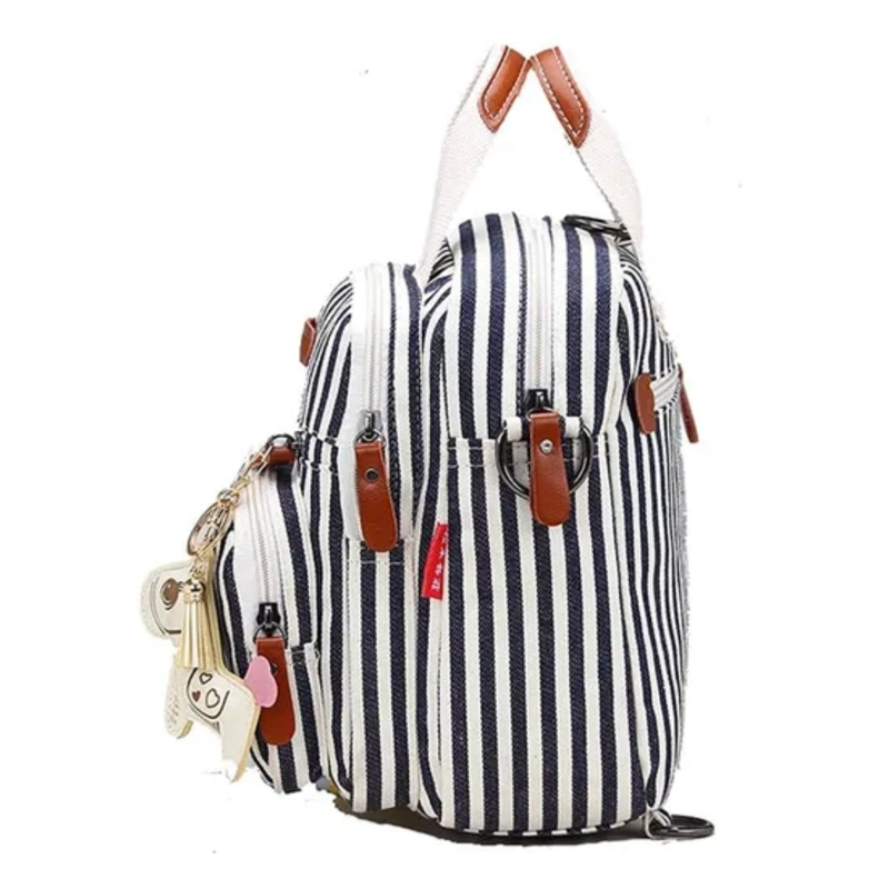 BOLSO MOCHILA MATERNAL BEBE  PLEGABLE MULTIFUNCIONAL AZUL - 4