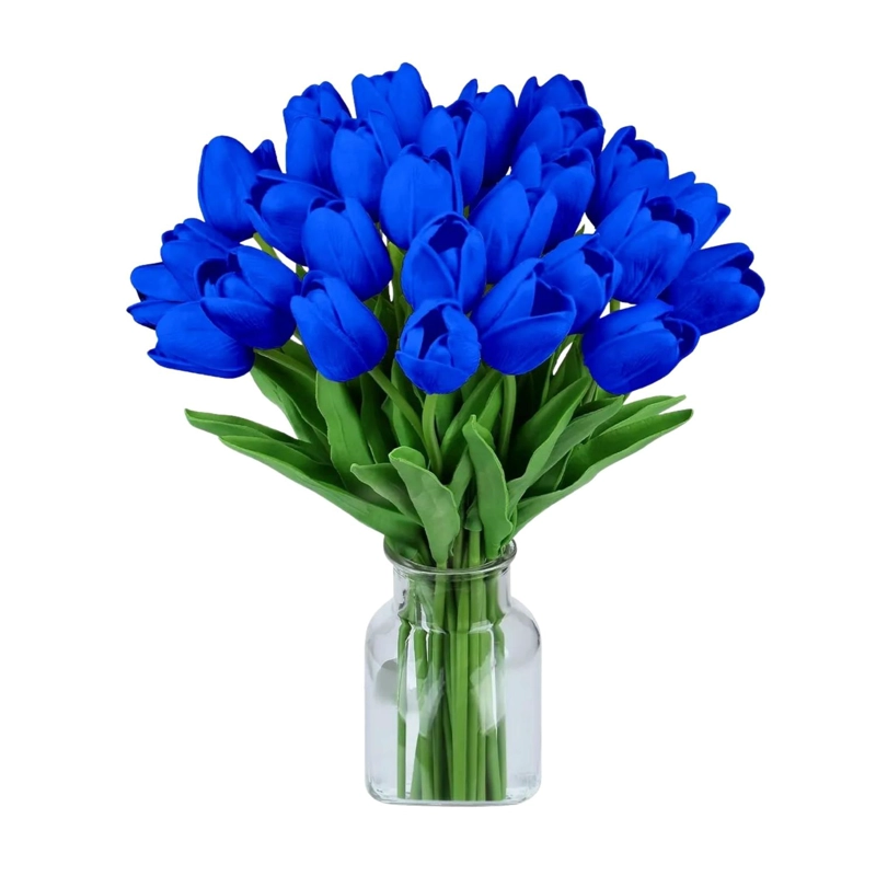 PACK 20 TULIPANES ARTIFICIALES DECORACION AZUL - 1