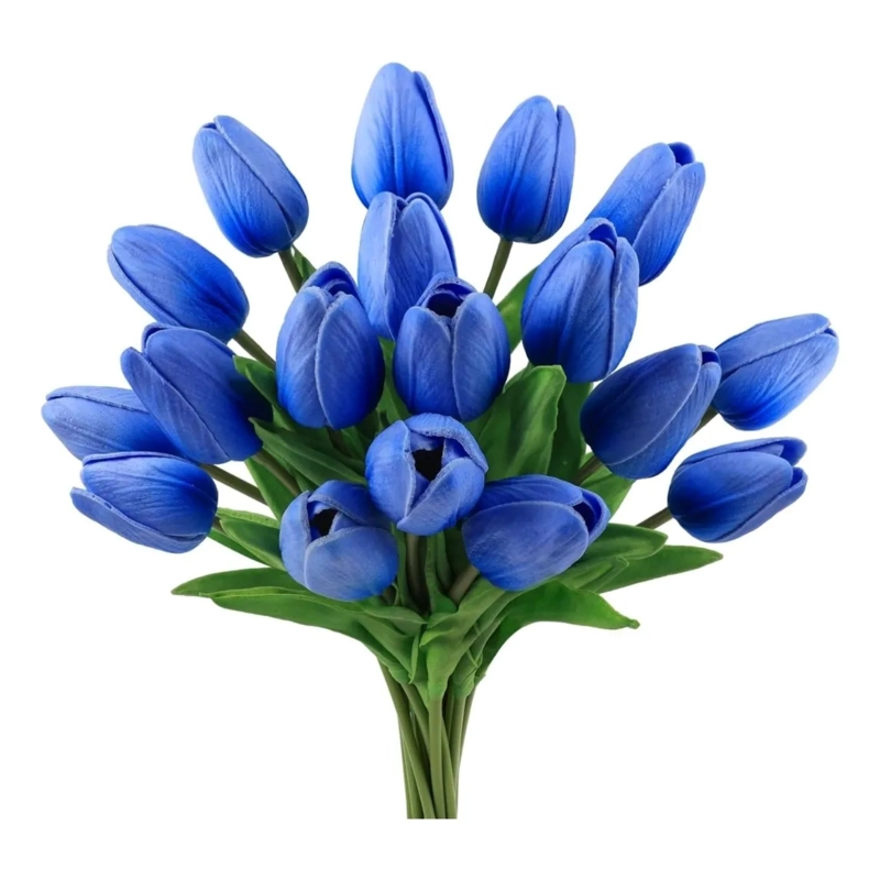 PACK 20 TULIPANES ARTIFICIALES DECORACION AZUL - 2