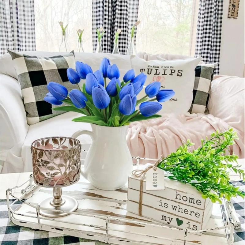 PACK 20 TULIPANES ARTIFICIALES DECORACION AZUL - 3