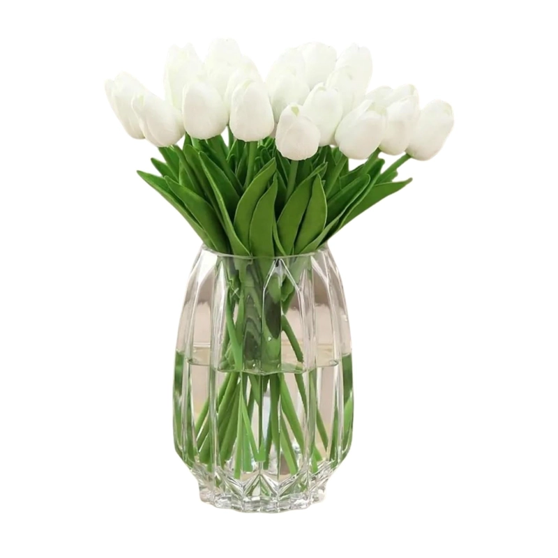 PACK 20 TULIPANES ARTIFICIALES DECORACION BLANCO - 1