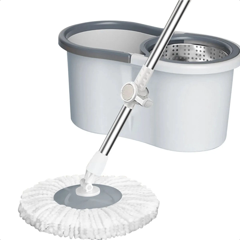 MOPA GIRATORIA 360º BLANCO TRAPEADOR CANASTO ACERO INOXIDABLE - 4