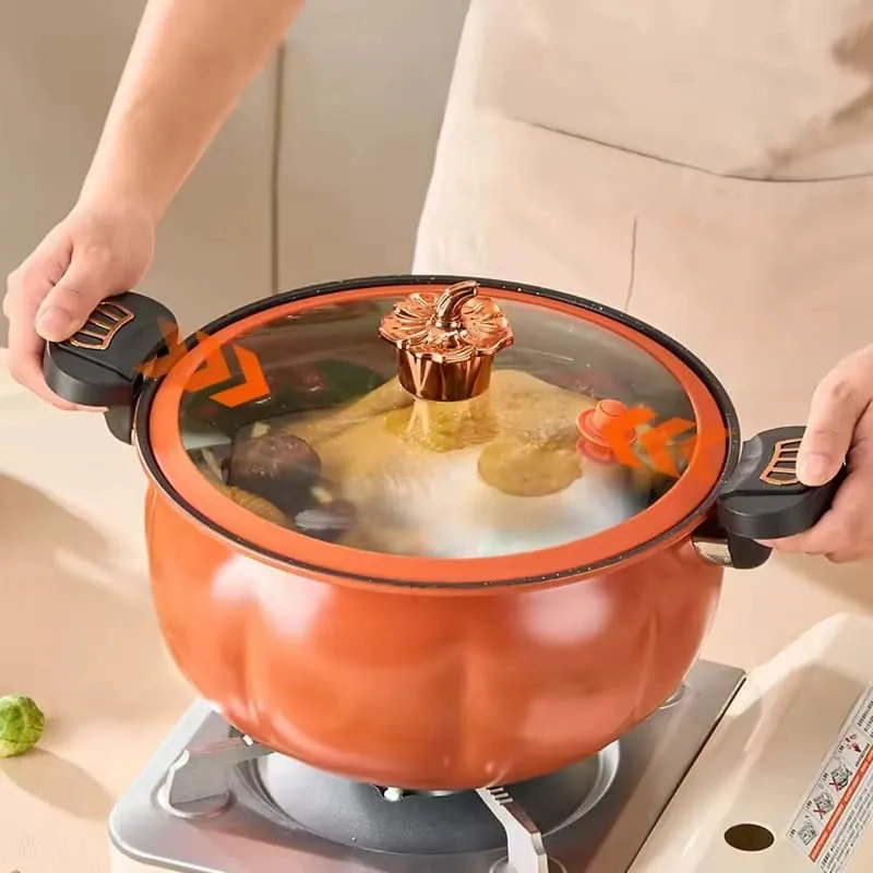 OLLA MICRO COCCION COCINA ANTIADHERENTE 7 LT NARANJA - 4