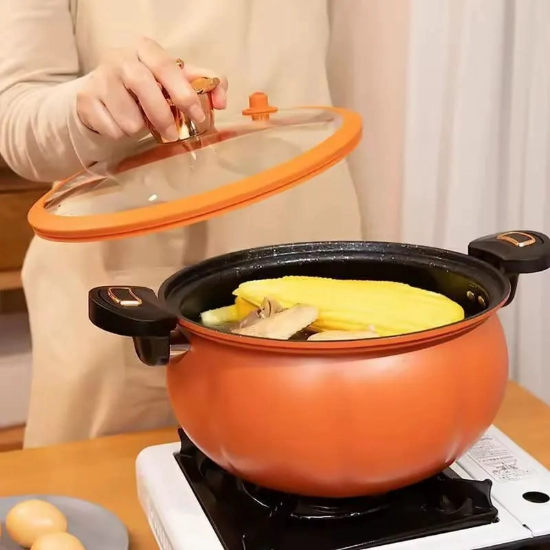 OLLA MICRO COCCION COCINA ANTIADHERENTE 7 LT NARANJA - 5
