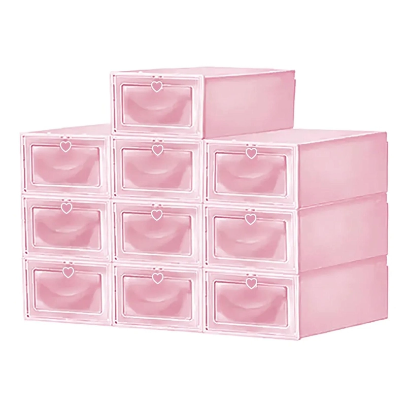 PACK 10 ZAPATEROS ORGANIZADOR CAJA 34X24X14 CM ROSA - 1