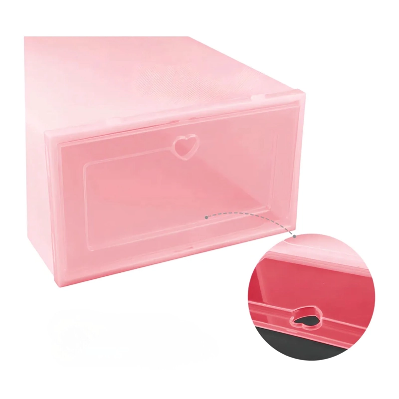 PACK 10 ZAPATEROS ORGANIZADOR CAJA 34X24X14 CM ROSA - 3