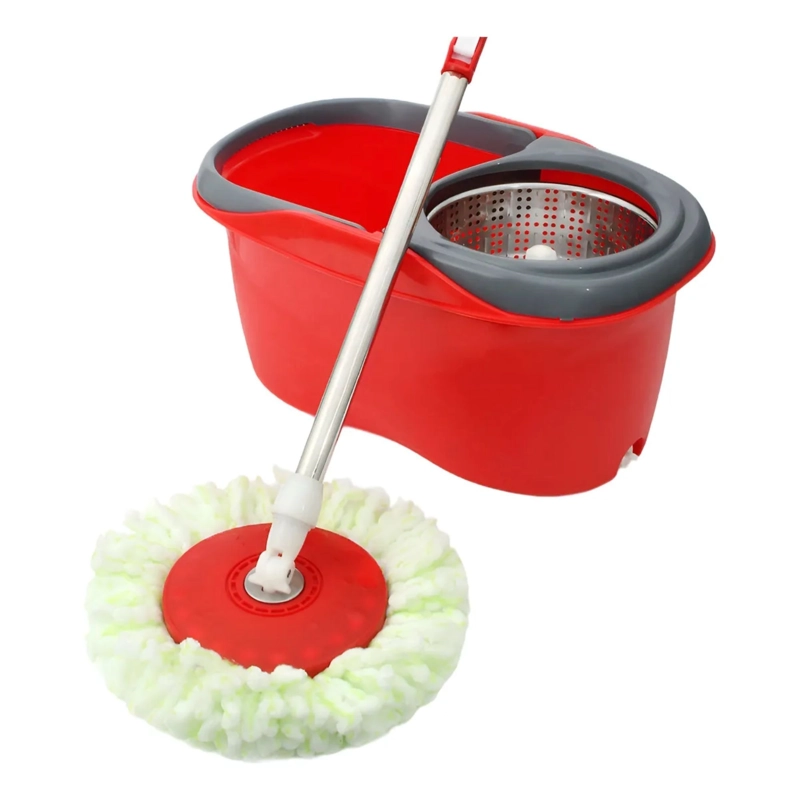 MOPA TRAPEADOR HOGAR TAMBOR METALICO GIRATORIA 360 ROJO - 2