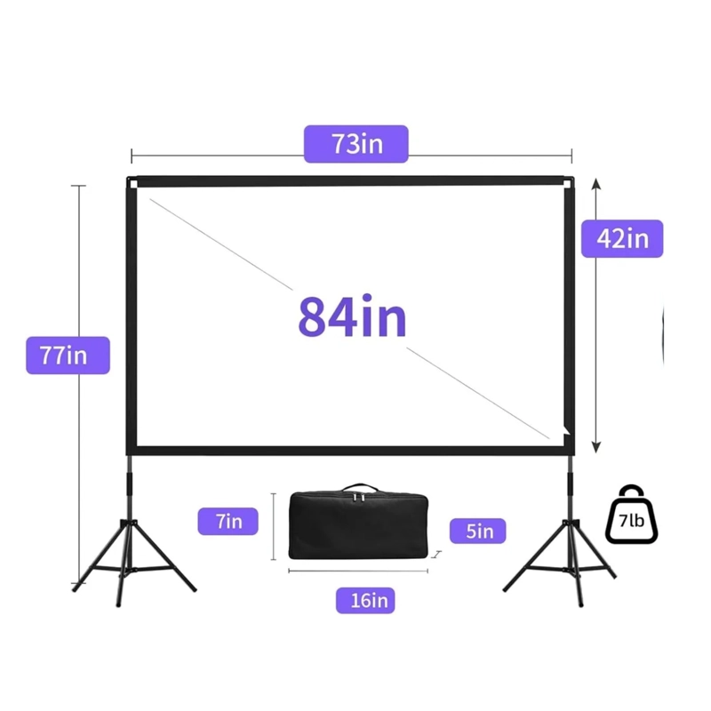 PROYECTOR PANTALLA PORTATIL 84 299X259X0.01 CM NEGRO - 2